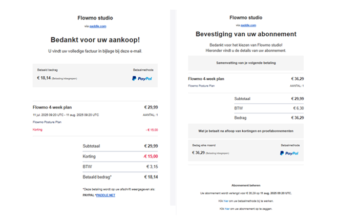 afrekening van Flowmo klopt niet