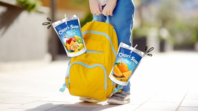 capri-sun in een boekentas
