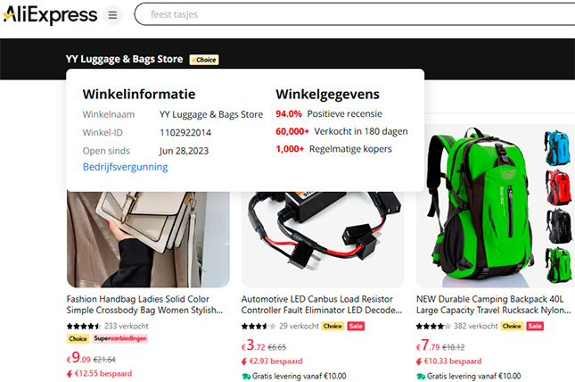 Online shoppen op marktplaats Aliexpress