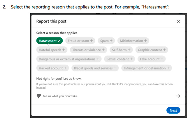LinkedIn haatspraak berichten melden