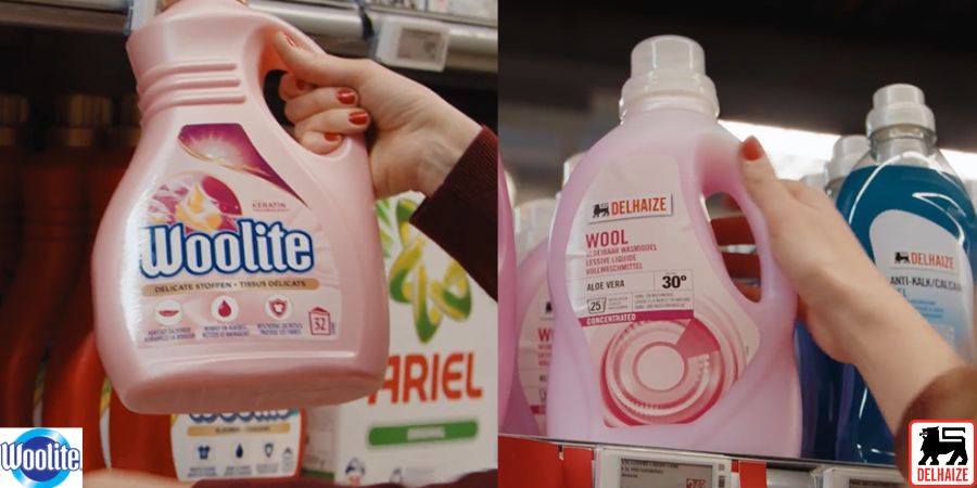 wasmiddel van woolite versus wasmiddel huismerk delhaize