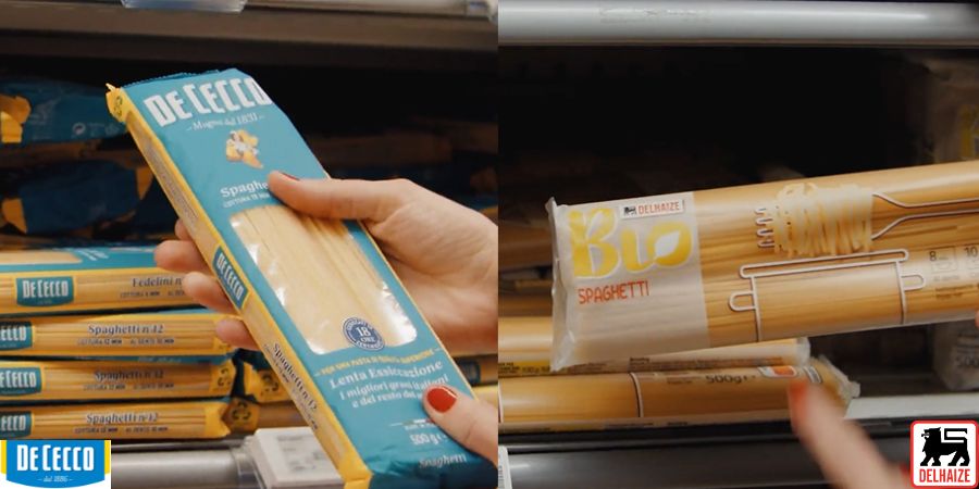 spaghetti de cecco versus spaghetti van huismerk delhaize