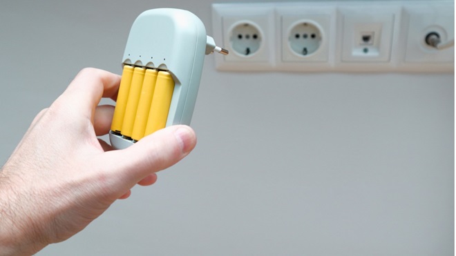 herlaadbare batterijen in oplader