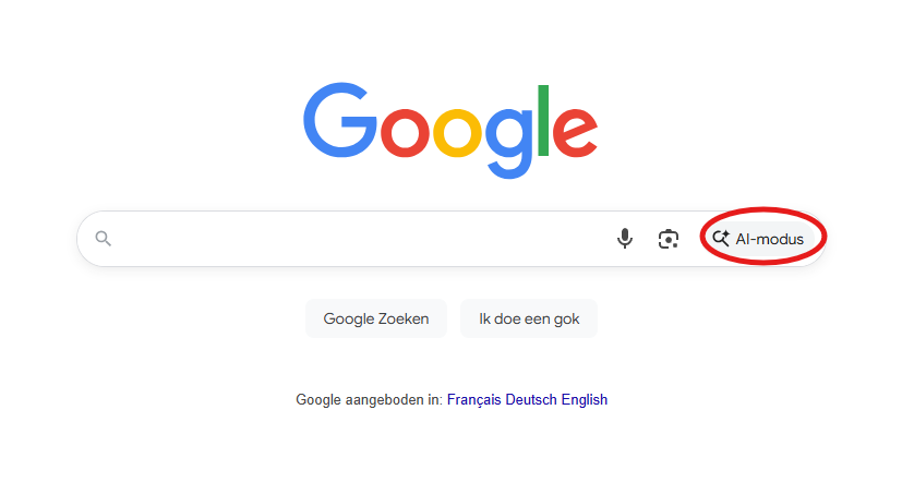 3. Open de Google-app op je desktop en activeer de AI-modus onmiddellijk in het zoekveld.