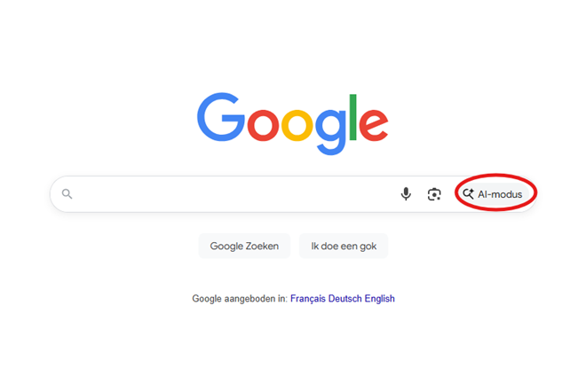 3. Open de Google-app op je desktop en activeer de AI-modus onmiddellijk in het zoekveld.