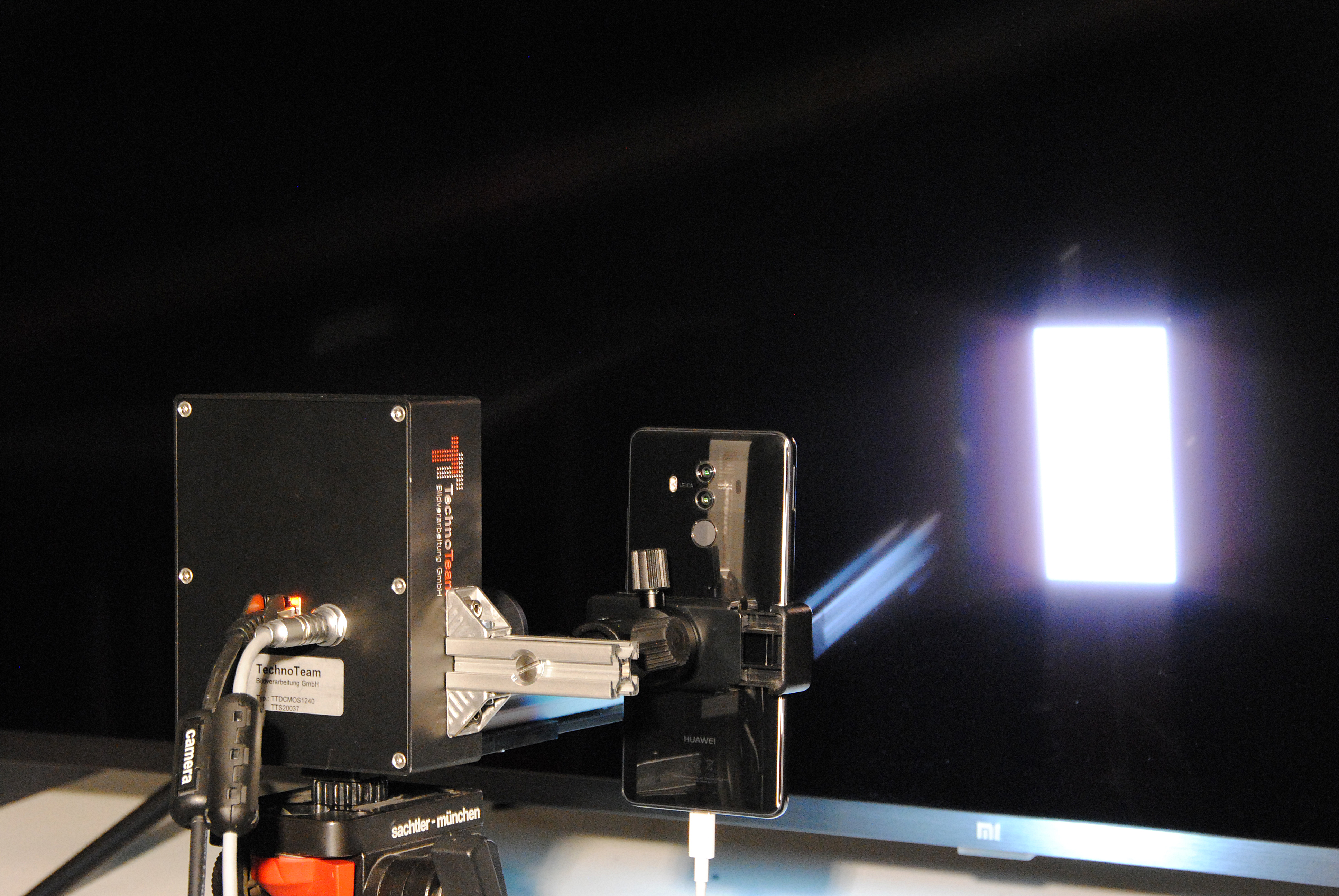 Test van reflecties op een tv-scherm