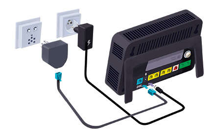 Opstelling modem met DSL
