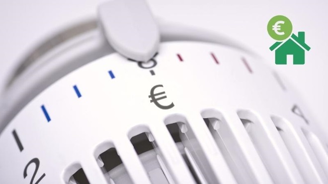 euroteken op verwarmingsknop