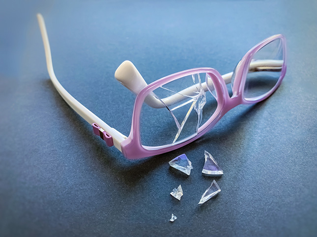 Gebroken brillenglazen