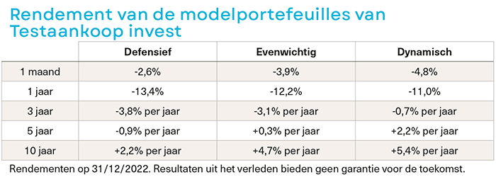 Onze portefeuilles leden in 2022 onder de daling van de aandelen en de obligaties. Ontdek hun samenstelling voor 2023.